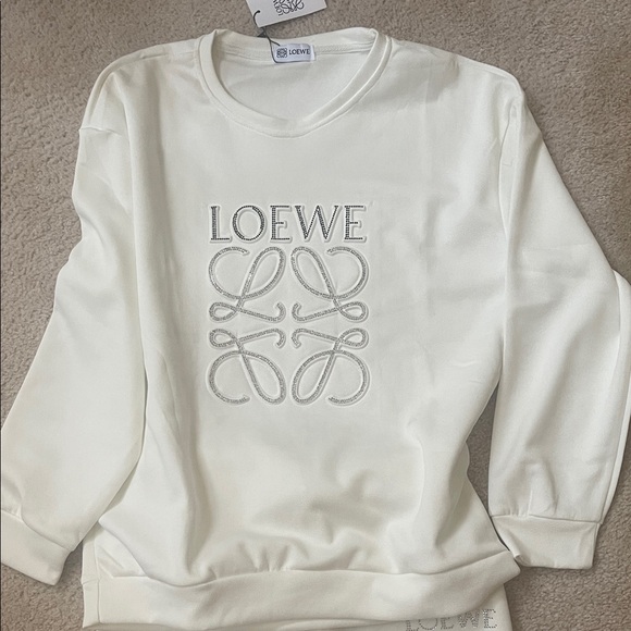 Loewe Sweaters - Loewe Cream Women's Crew Neck Sweater